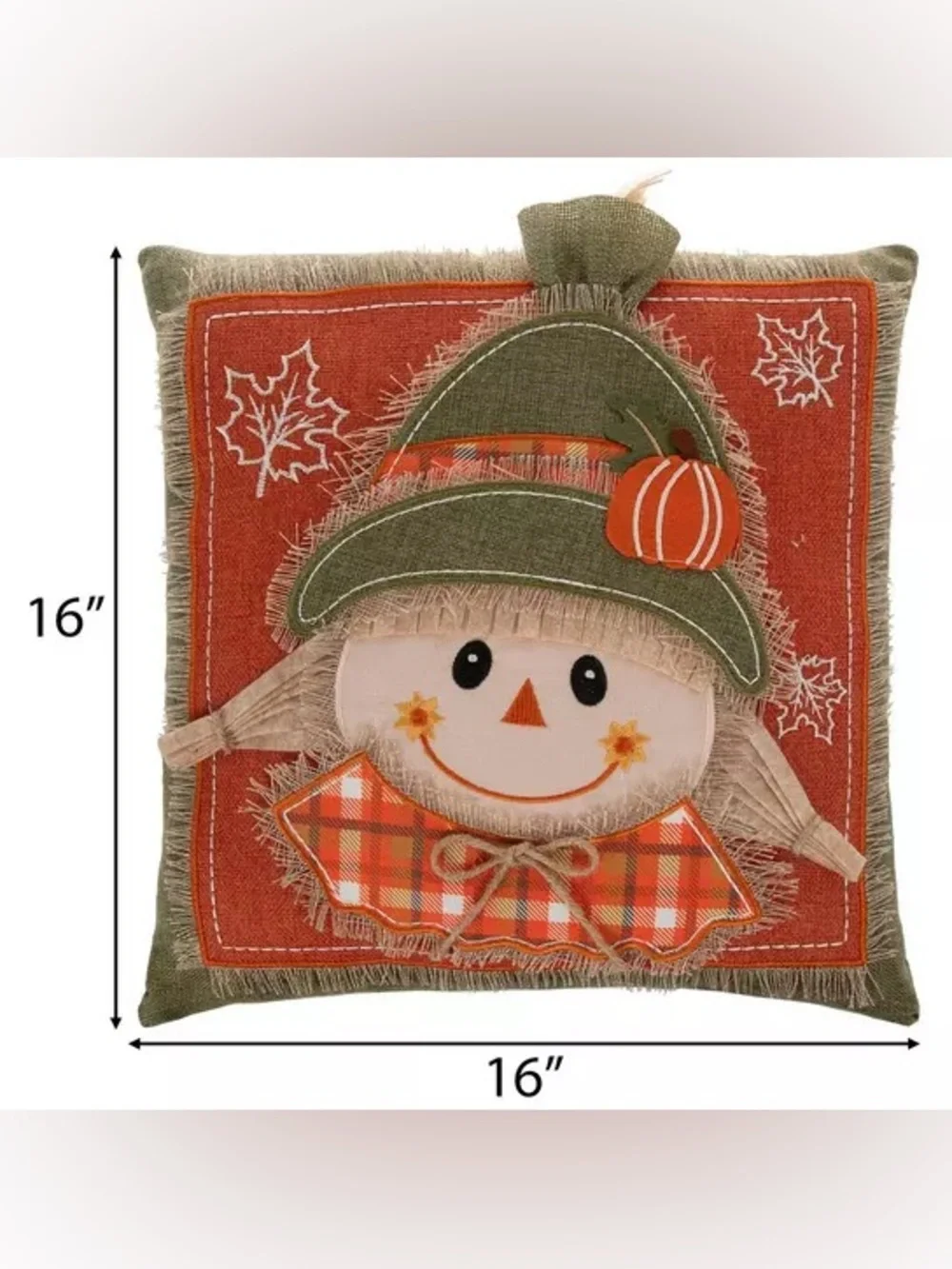 Green & Orange Plaid Scarecrow Pillow